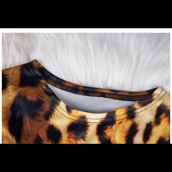 Leopard Print Long Sleeve Crew Neck Maxi Dress - Picture 3 of 4